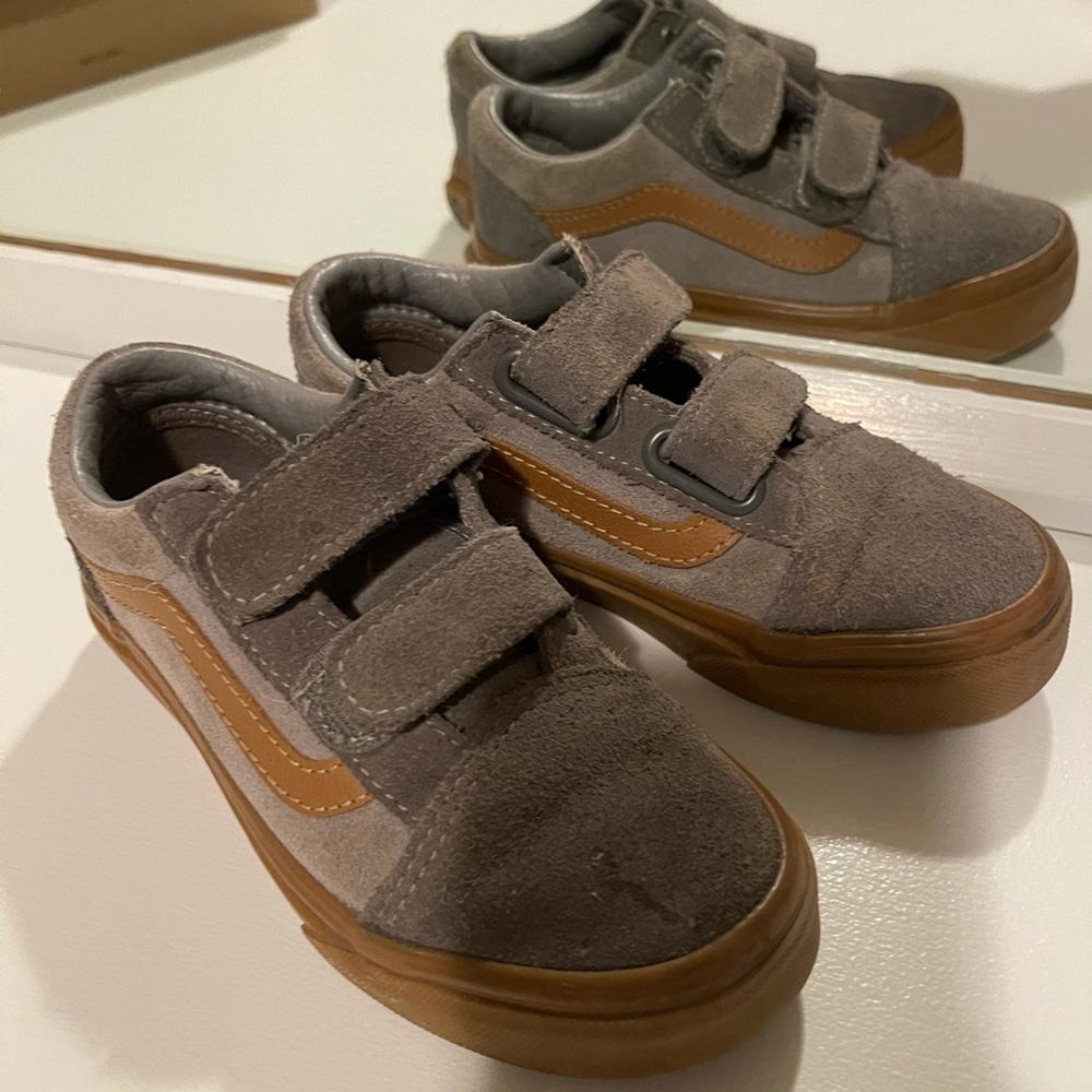 Brown and grey toddler Vans